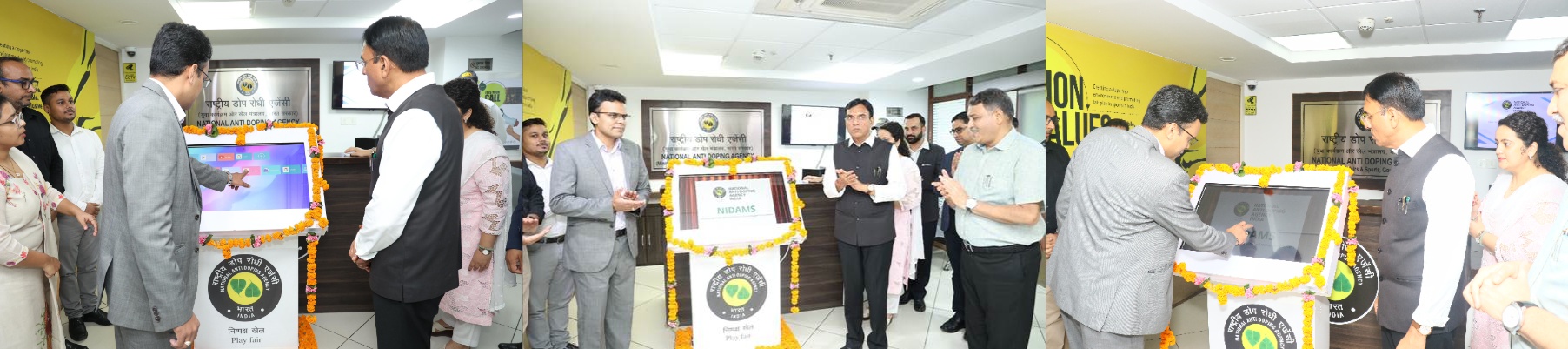 Visitors using the NIDAAMS kiosk at the NADA India office